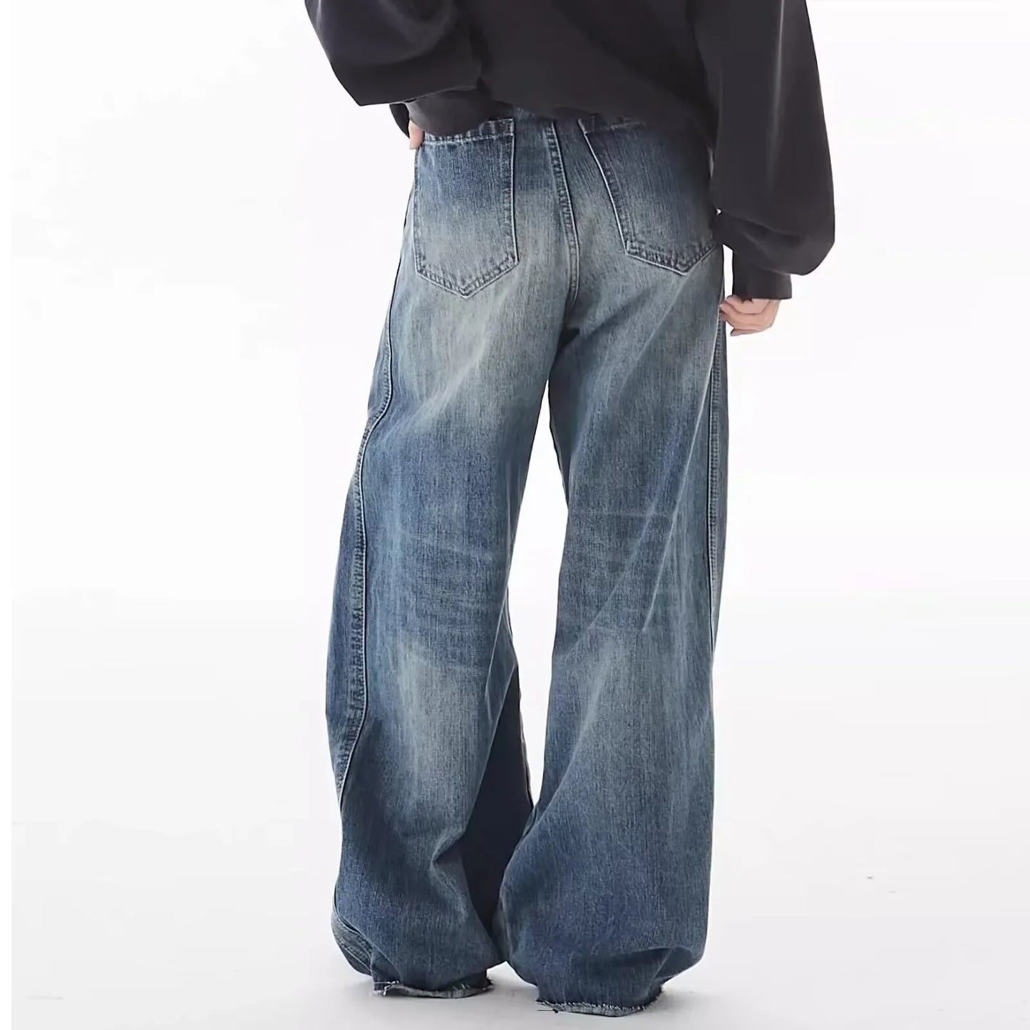 Washed Navy Baggy Jeans