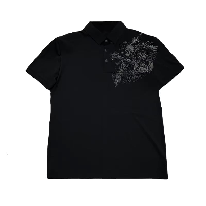 European and American Style 2025 New Easter Men'S Retro POLO Shirt with Cross Print T-Shirt Top Harajuku Y2K High Street Punk