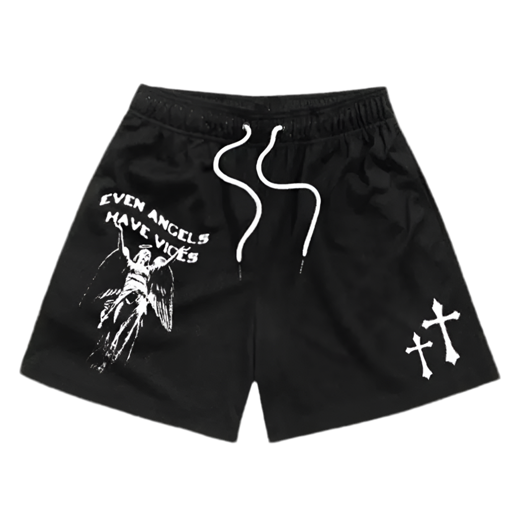 Christian Cross Print Shorts