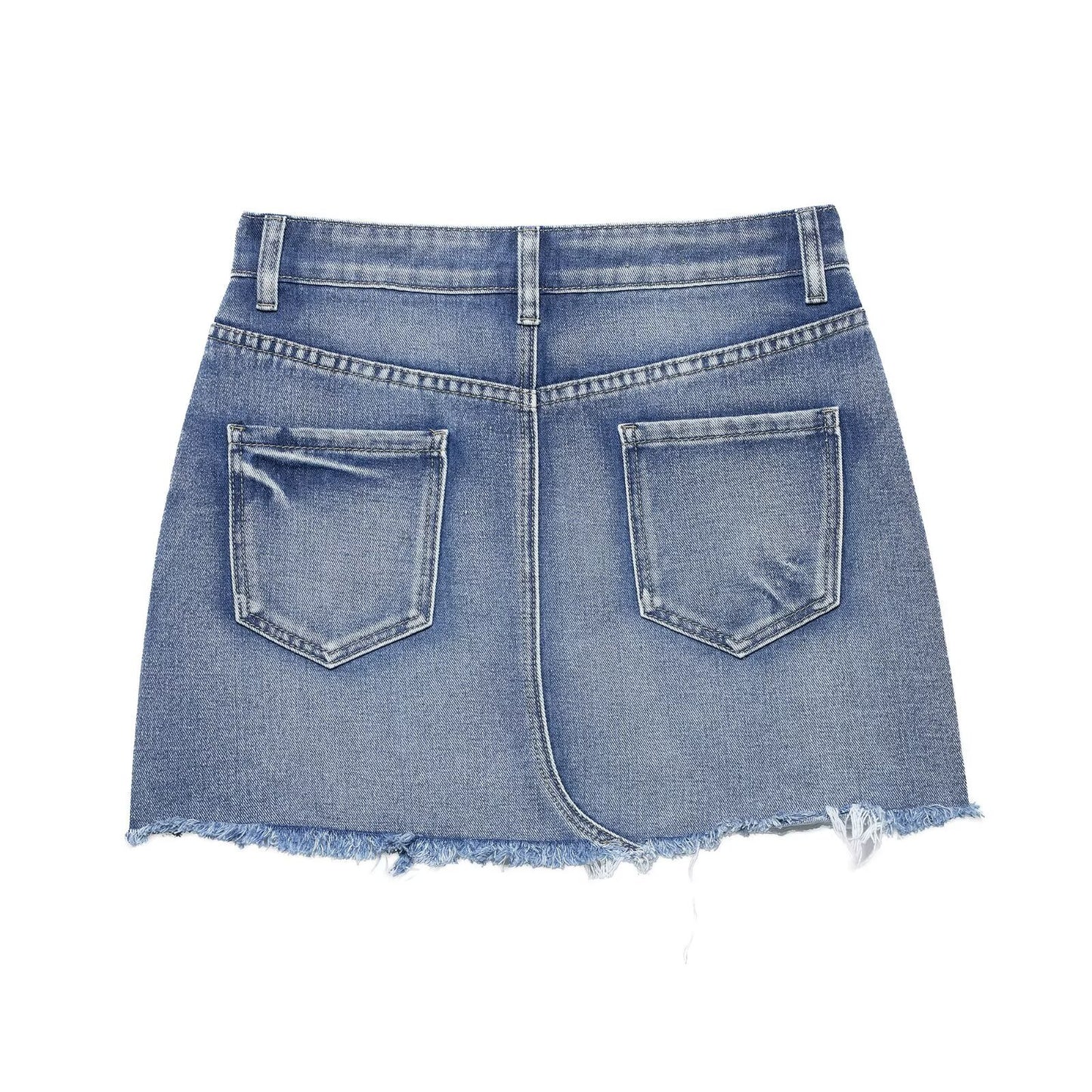 Ripped Denim Skirt