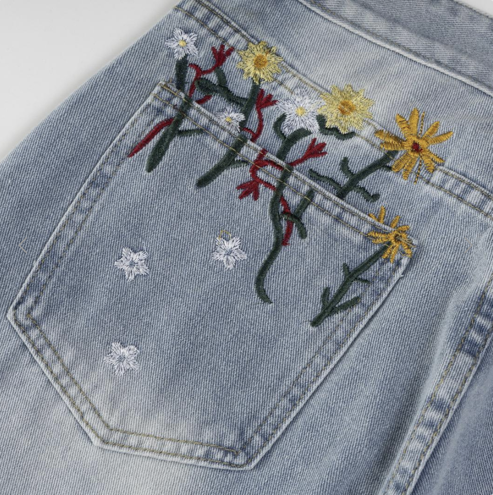 Vintage Floral Denim Jeans