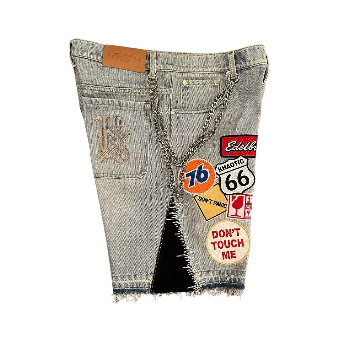 Streetwear Patchwork Denim Short