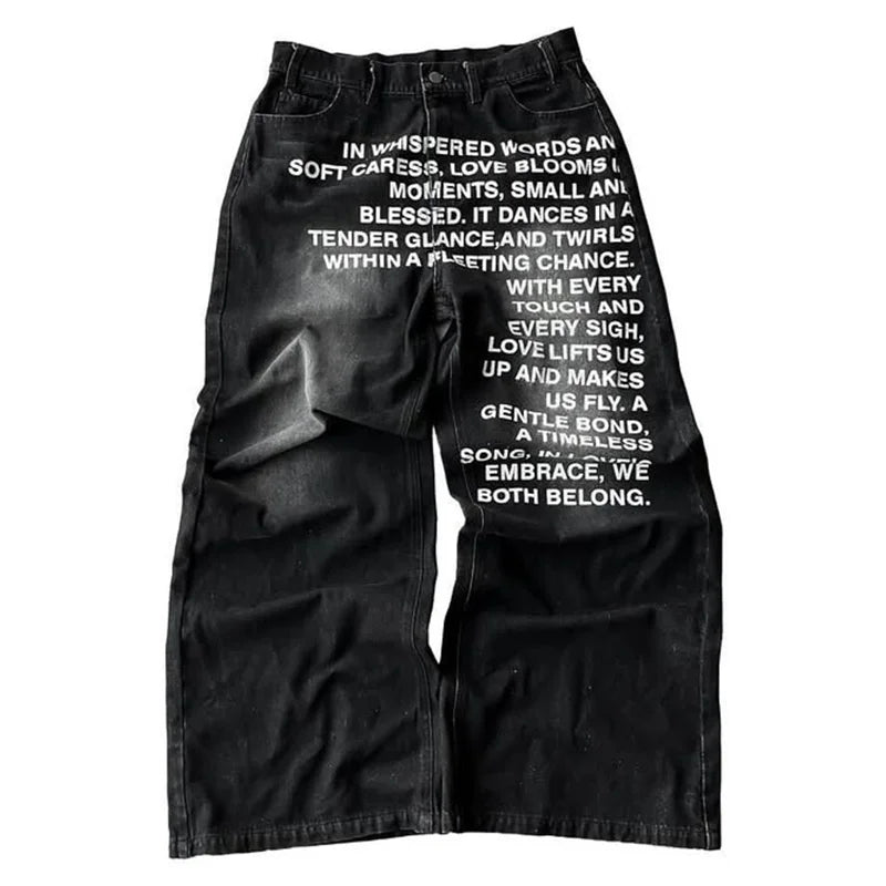 Pattern Letter Jeans