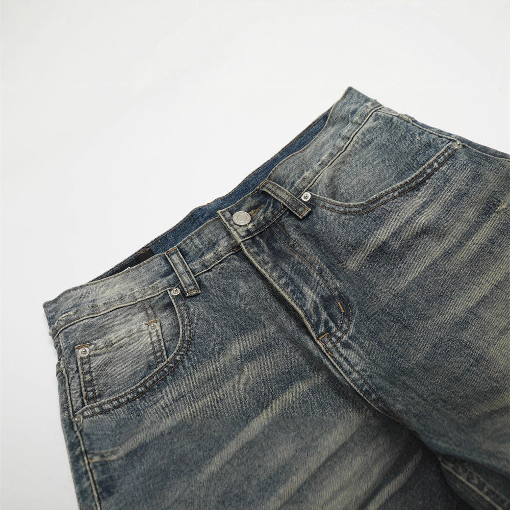 Washed Distressed Denim Jeans