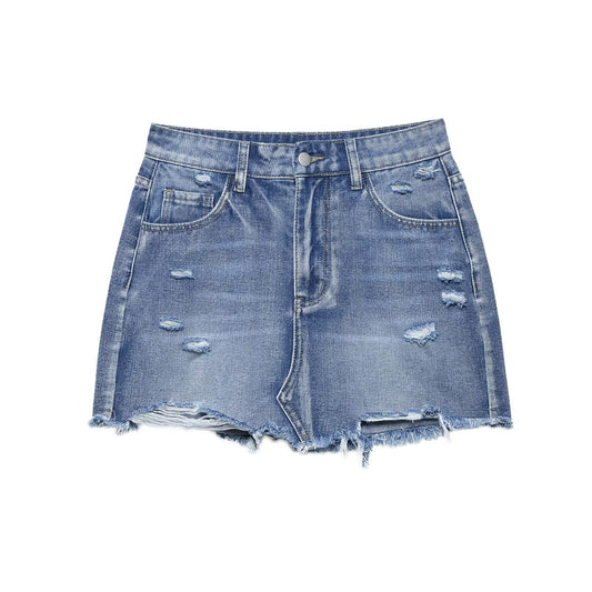 Ripped Denim Skirt