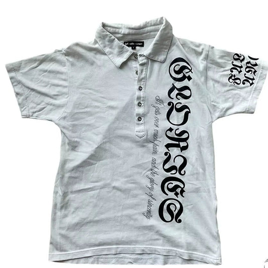 V-Neck Casual Retro White Polo T-Shirts for Summer Men and Women Daily Dressing up Simple Short-Sleeves Oversizeds T-Shirts