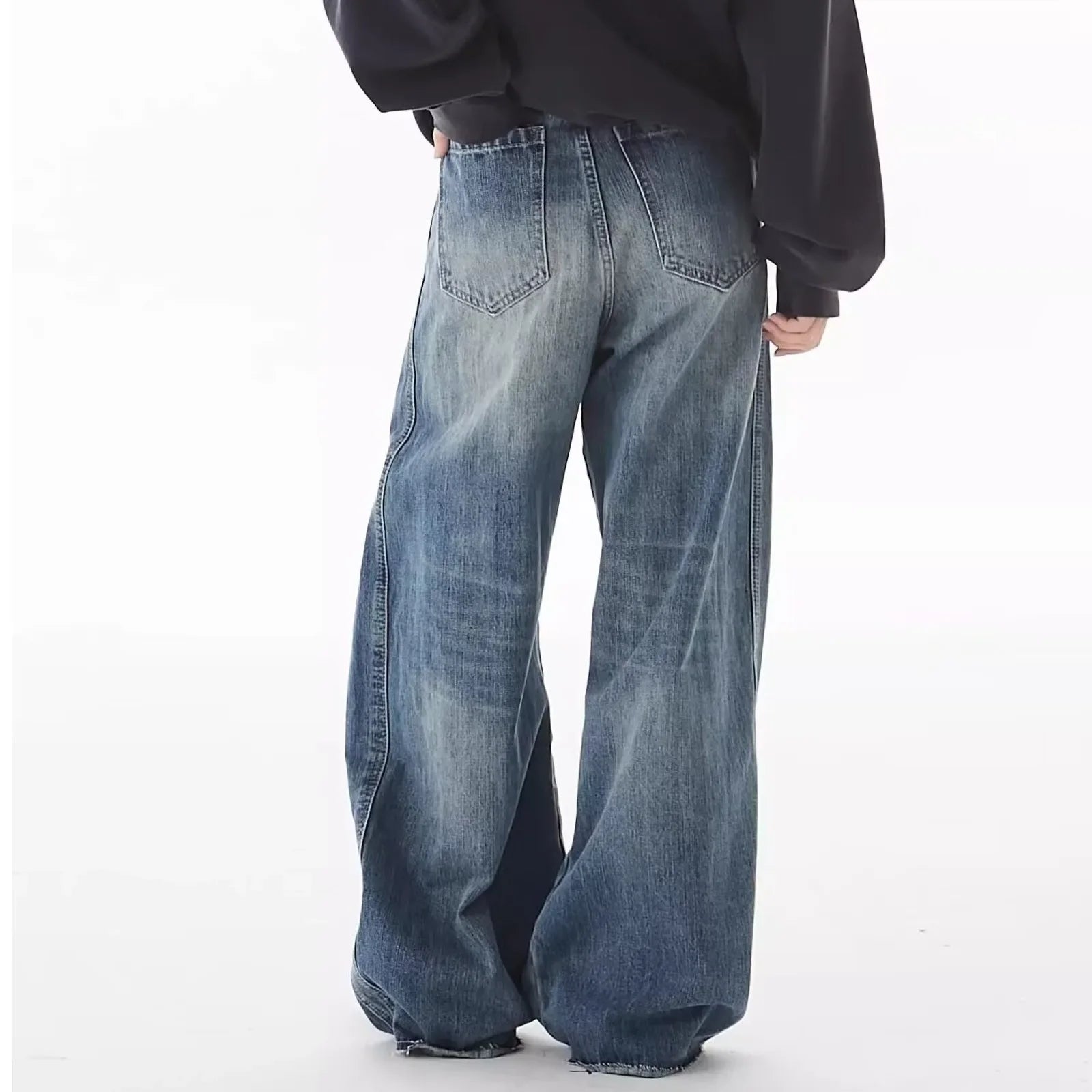 Washed Navy Baggy Jeans