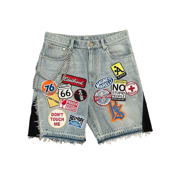 Streetwear Patchwork Denim Short 