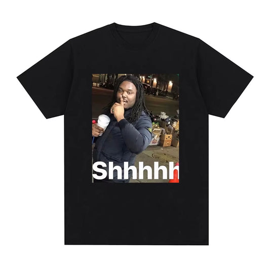 2025 New Men'S Pure Cotton T-Shirt Shhh, Comfortable, Breathable, High-Quality, Beach Travel Party, Instagram 2K