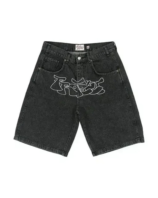 Loose Black Denim Jorts 