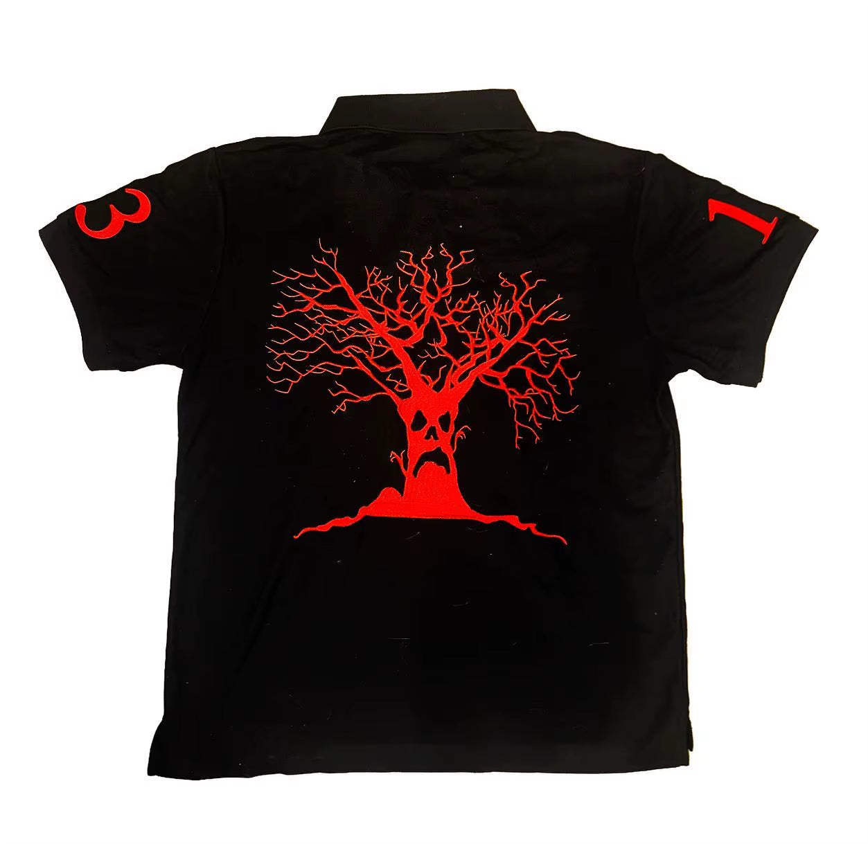 Haunted Mound Polo Shirt America Retro Street Hip Hop Short Sleeve Shirt Y2K Men Casual Embroidery Cotton Top Baseball Clothing