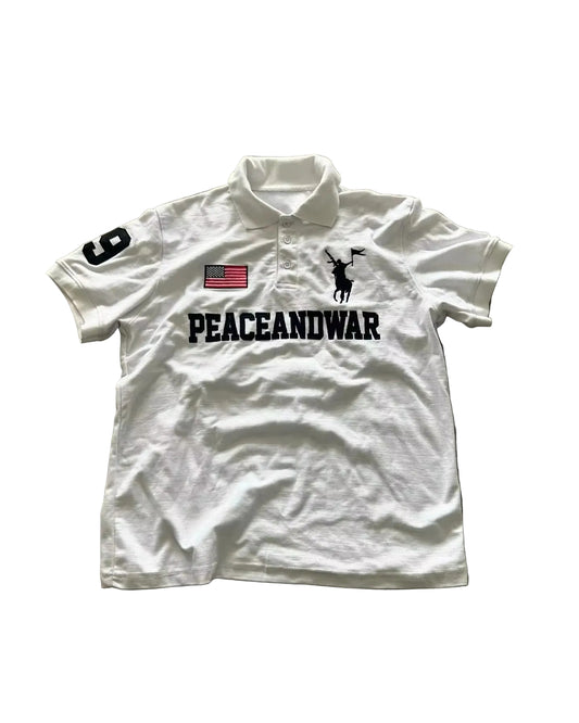 Hip Hop Men Clothing Peace Flag America Retro Polo Shirt Y2K Streetwaer Letter Embroidery Lapel Shirt Casual Short Sleeve Jersey