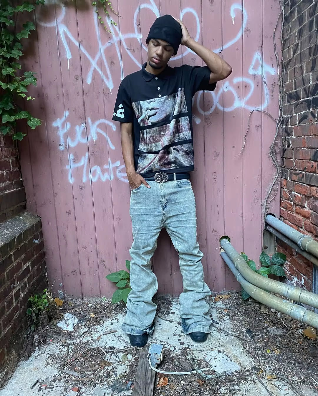 Comic Split-Screen Retro Grainy Pattern Printed T-Shirt Trend Street Hip-Hop Y2K Black Polo Shirt Men Summer New Versatile Tops