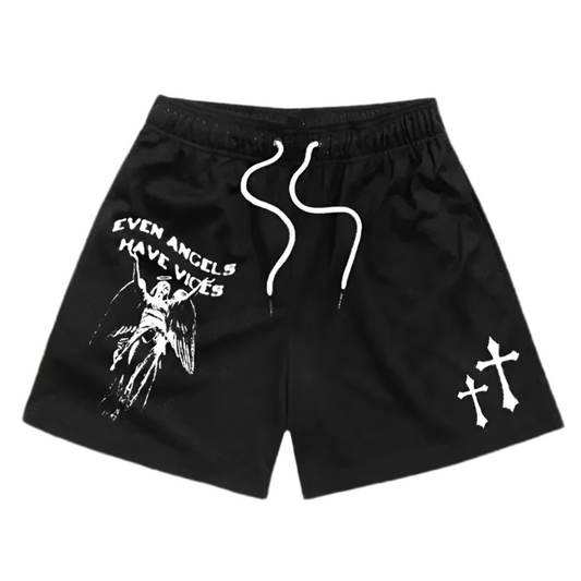 Christian Cross Print Shorts