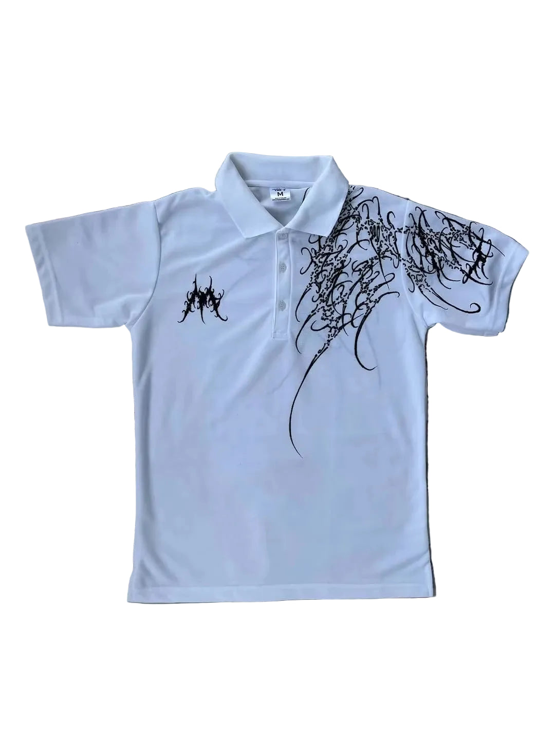 Y2K Polo Shirt Print Rock Goth Oversized T-Shirt Hip Hop Button-Down Collar Shirt Punk Casual Tee Minimalist and Fashionable