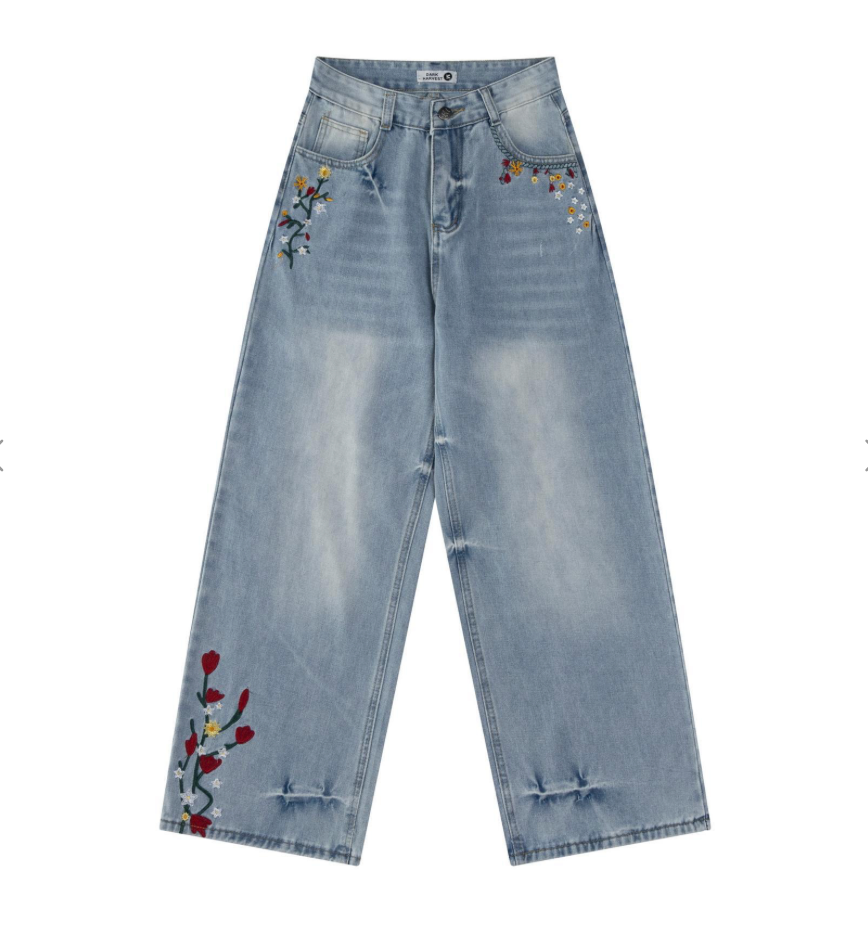 Vintage Floral Denim Jeans