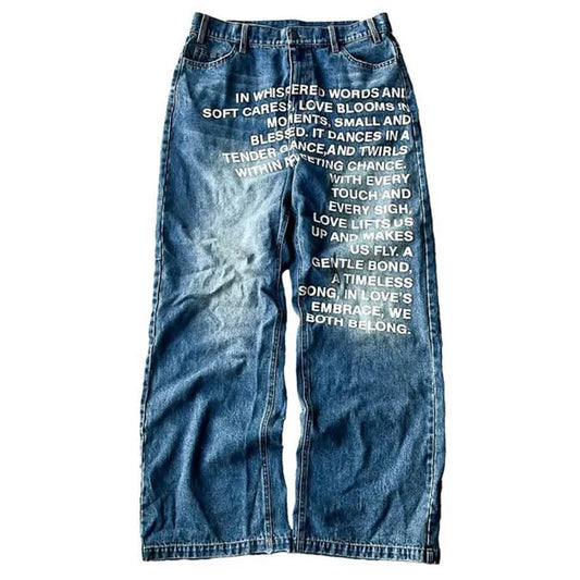 Pattern Letter Jeans