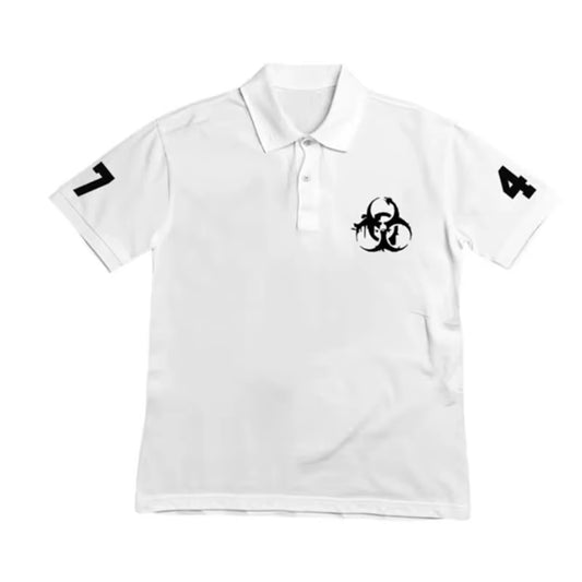 Hip Hop Punk Grunge Unisex Polo Shirt Casual Loose Chic Basic Print Collar Short Sleeve T-Shirt Y2K Harajuku Vintage Streetwear