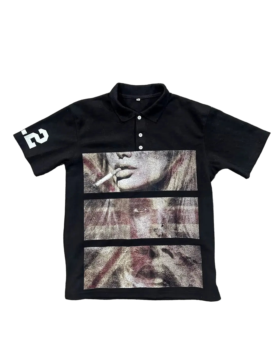 Comic Split-Screen Retro Grainy Pattern Printed T-Shirt Trend Street Hip-Hop Y2K Black Polo Shirt Men Summer New Versatile Tops